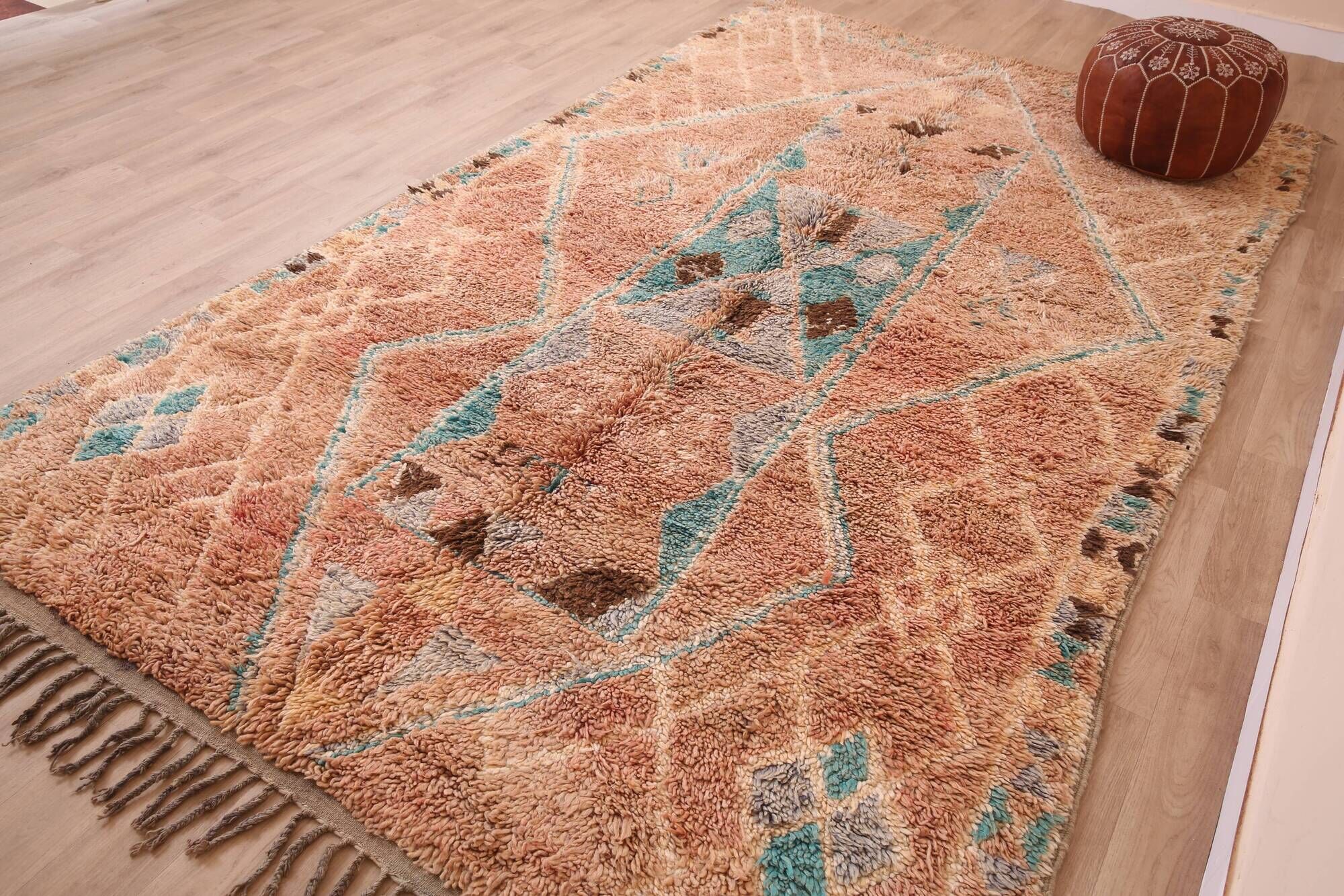 Terracotta Vintage Moroccan Rug 192 x 322 cm, Berber Handmade Wool Rug Boho