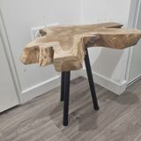 Side table in raw solid wood