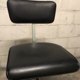Vintage workshop chair in black skai swivel adjustable in height feet in star