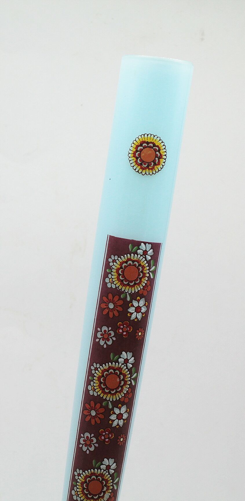 Blue and white opaline vase