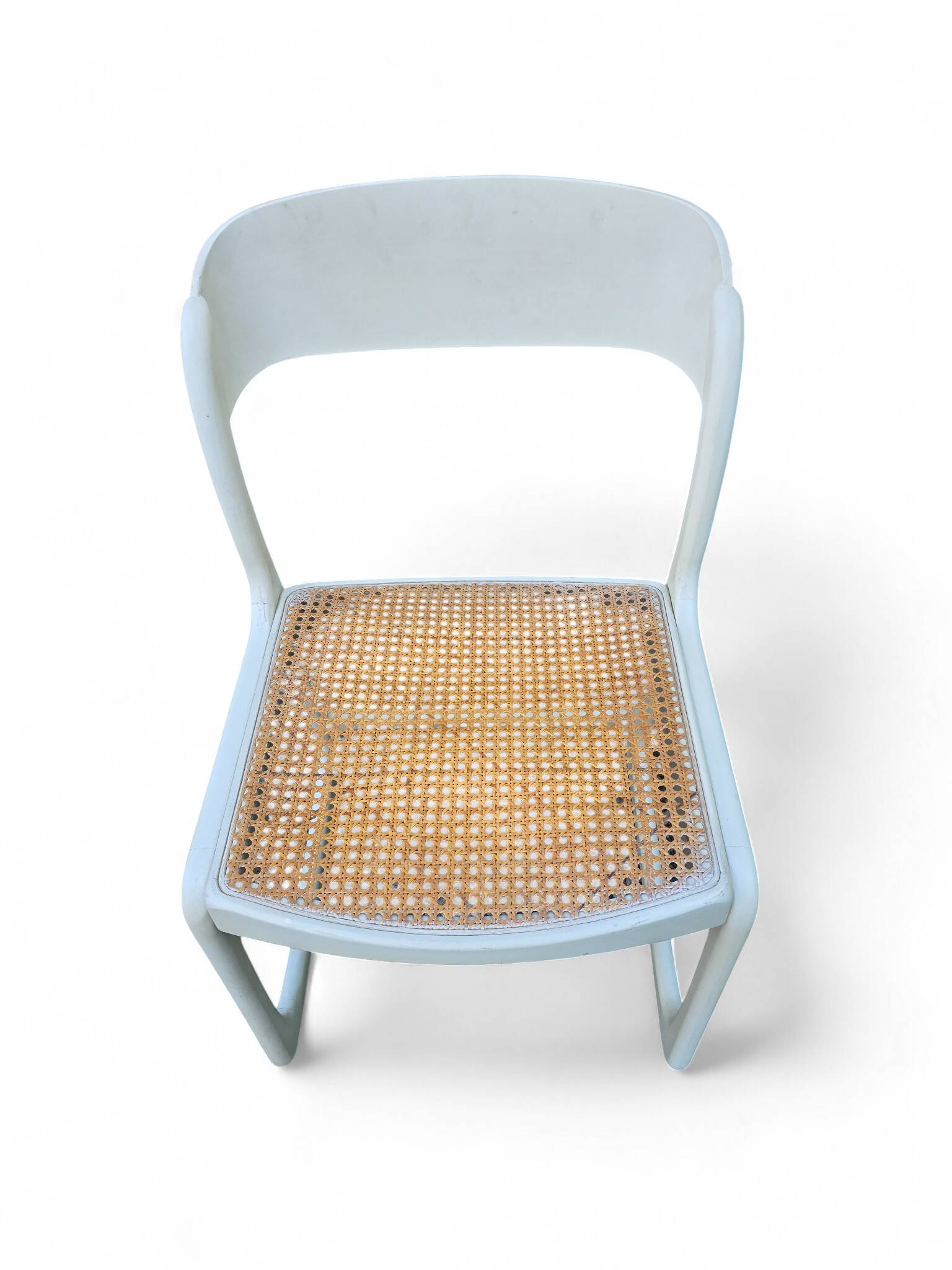 Set of 5 white Baumann "Sleigh" chairs