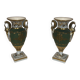 Pair of Empire Style Porcelain Vases, Decorated with Swans and Bundles