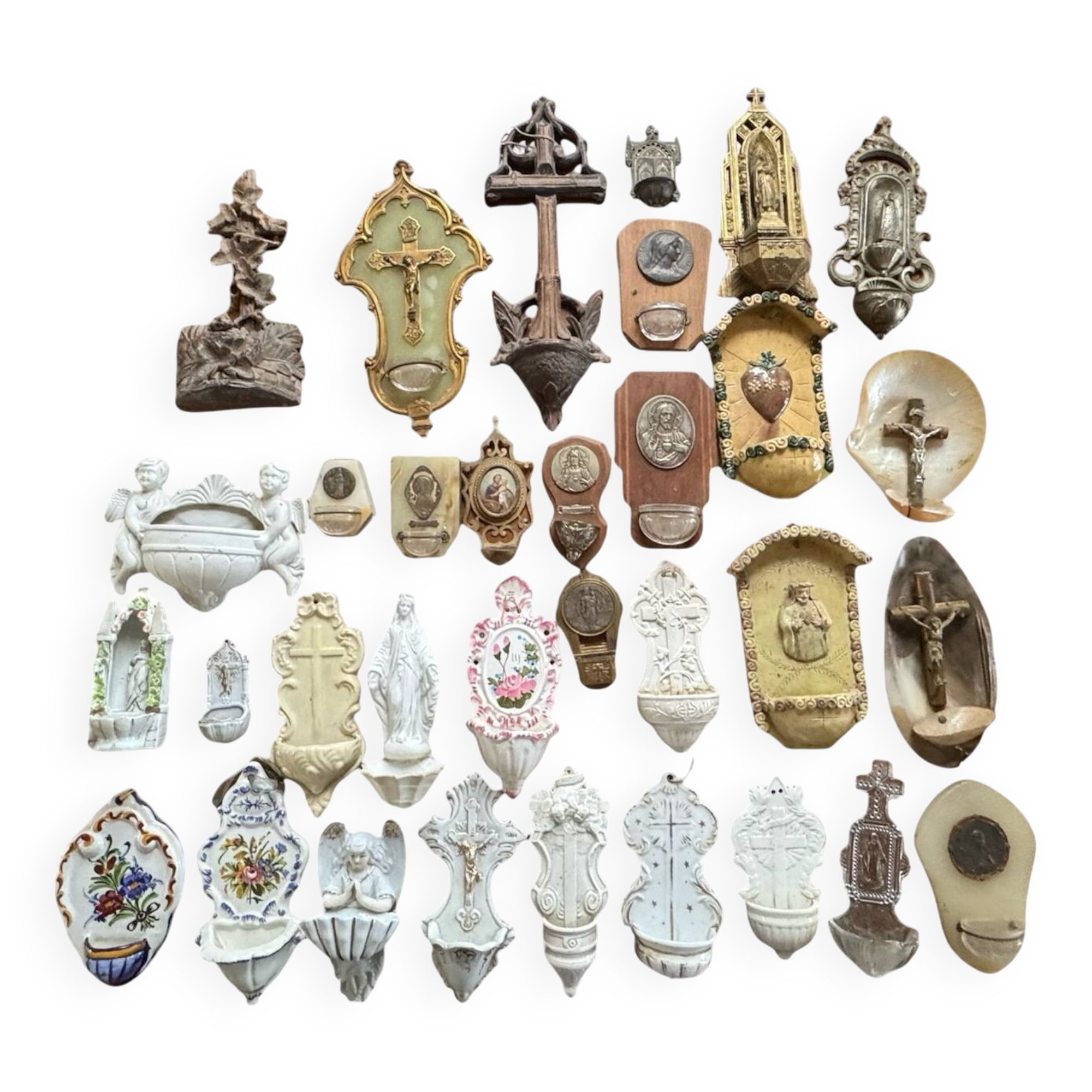 Collection of holy water fonts