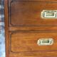 Chiffonnier / storage cabinet 5 drawers in rubber tree tint walnut and brass