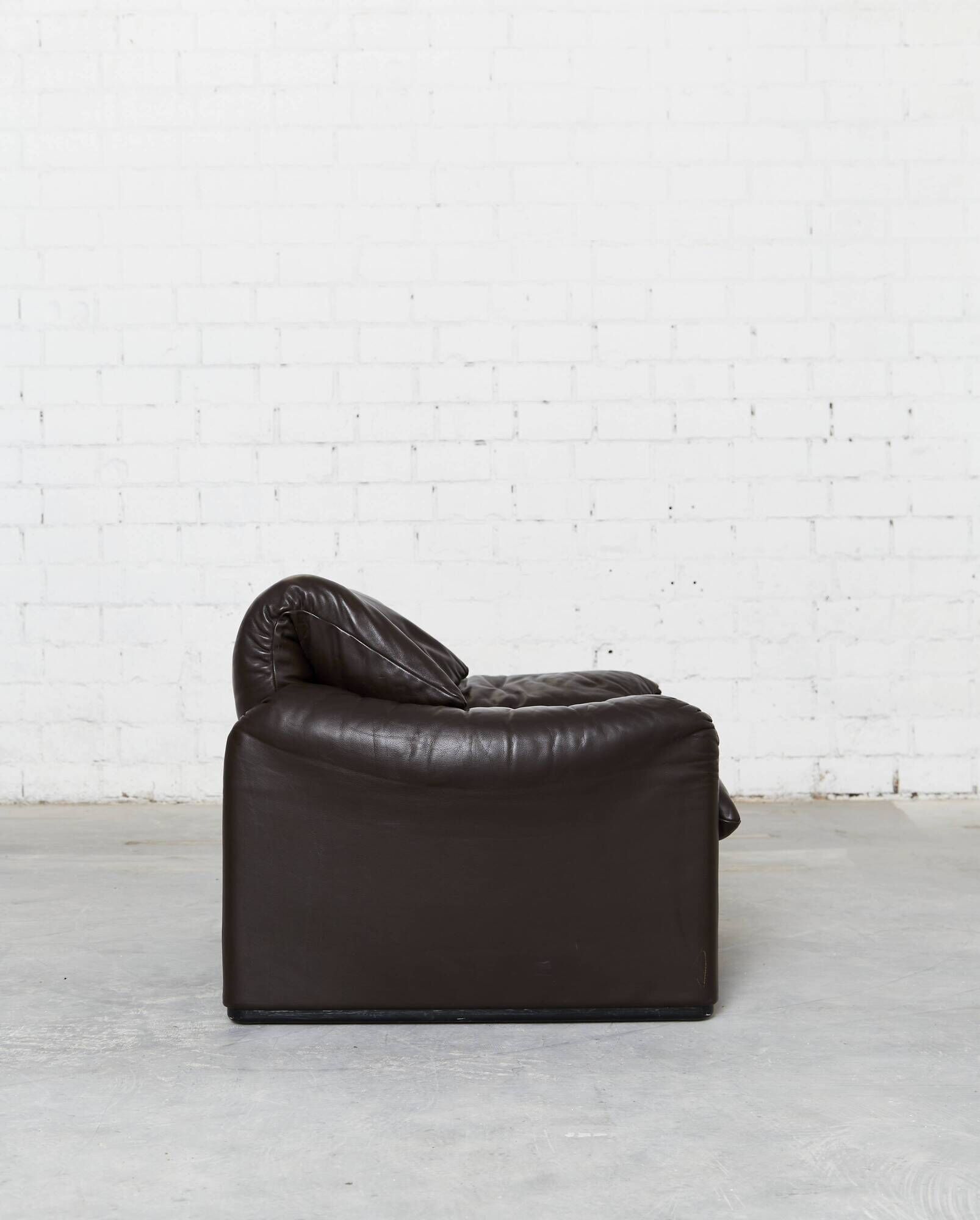 Leather Maralunga Lounge Chair and Ottoman by Vico Magistretti for Cassina