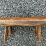 Brutalist style solid wood low stool