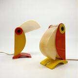 Paire de lampes Toucan design italien années 70 Enea Ferrari