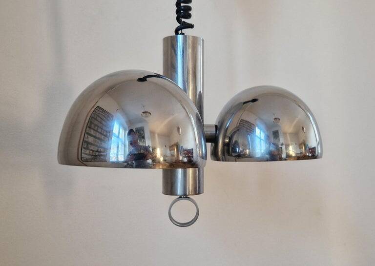 Midcentury Chrome Space Age Chandelier/Pendant Hillebrand, Germany, 1970s