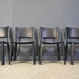 Vintage black leather dining chairs, Italy, 1980s