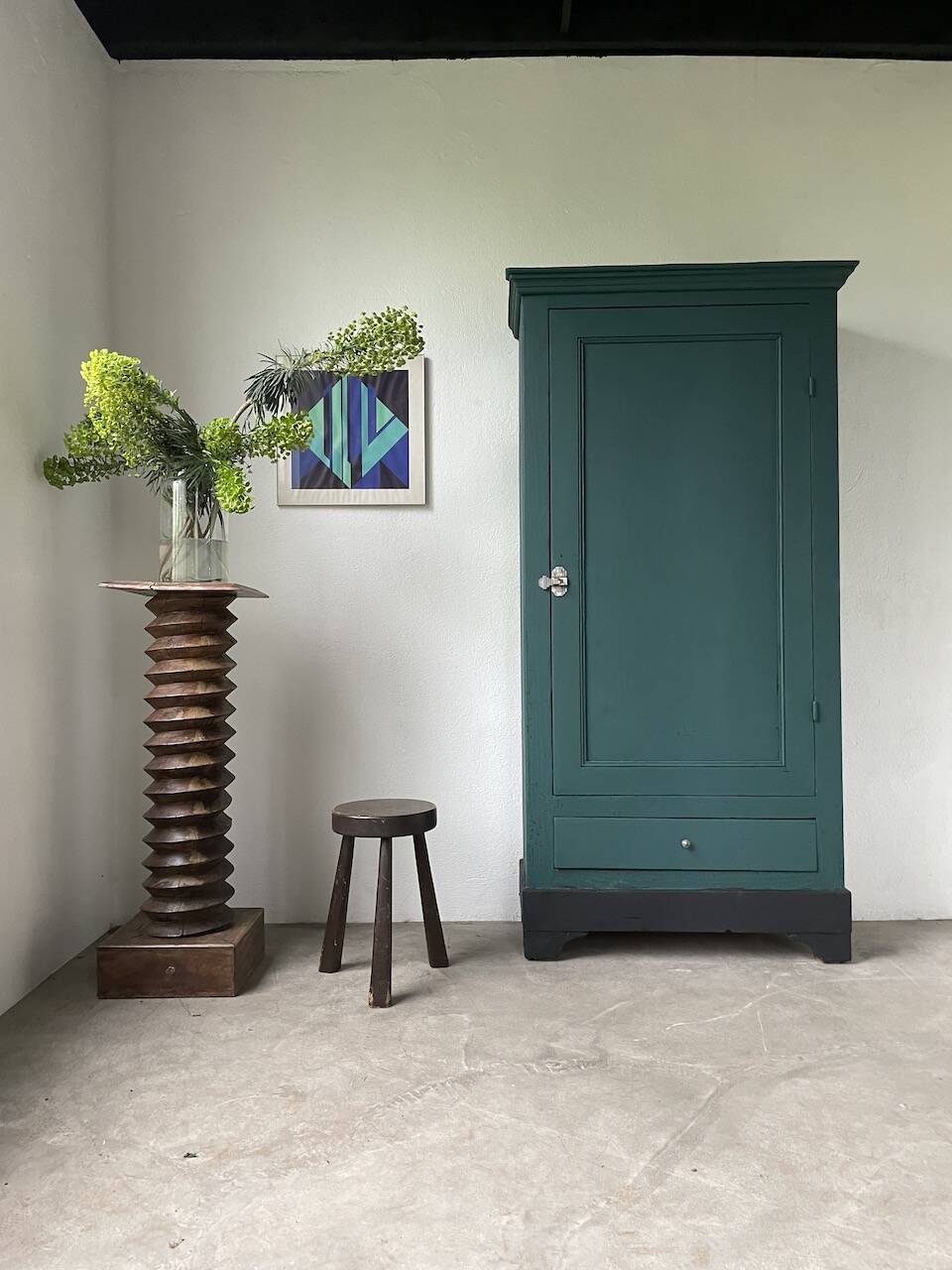 Green hosiery cabinet