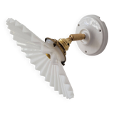 Wall lamp in opaline, brass and glass
