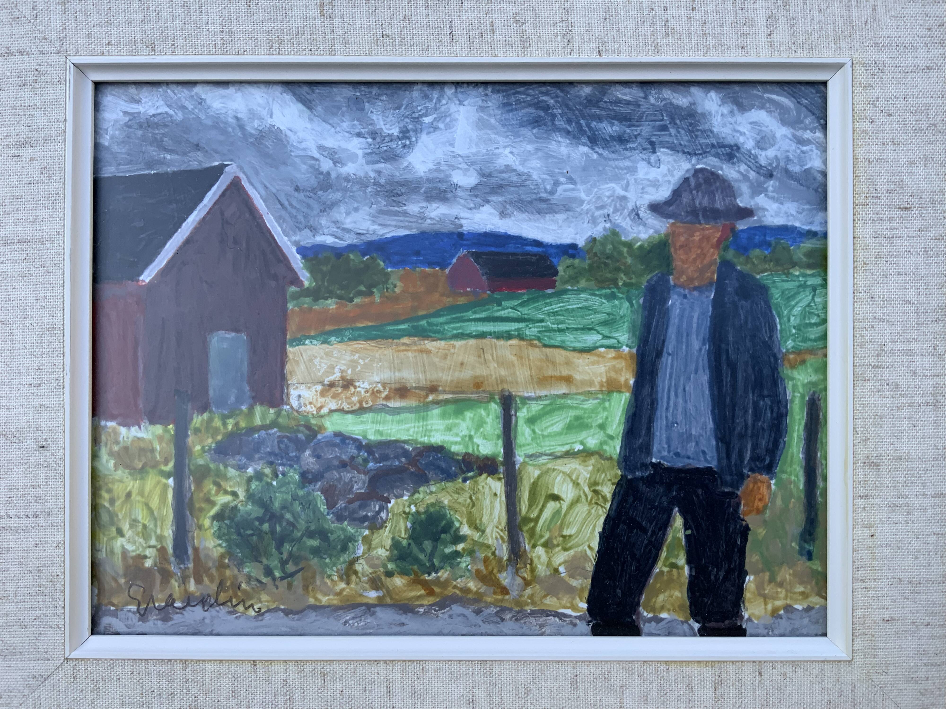 Petit tableau vintage Paysage signé par Svan Grandin (1906- 1982)