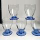 Set of 5 blue colored wine glasses 70s
