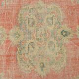 6x9 Soft Beige & Red Geometric Vintage Rug, 181x260 Cm