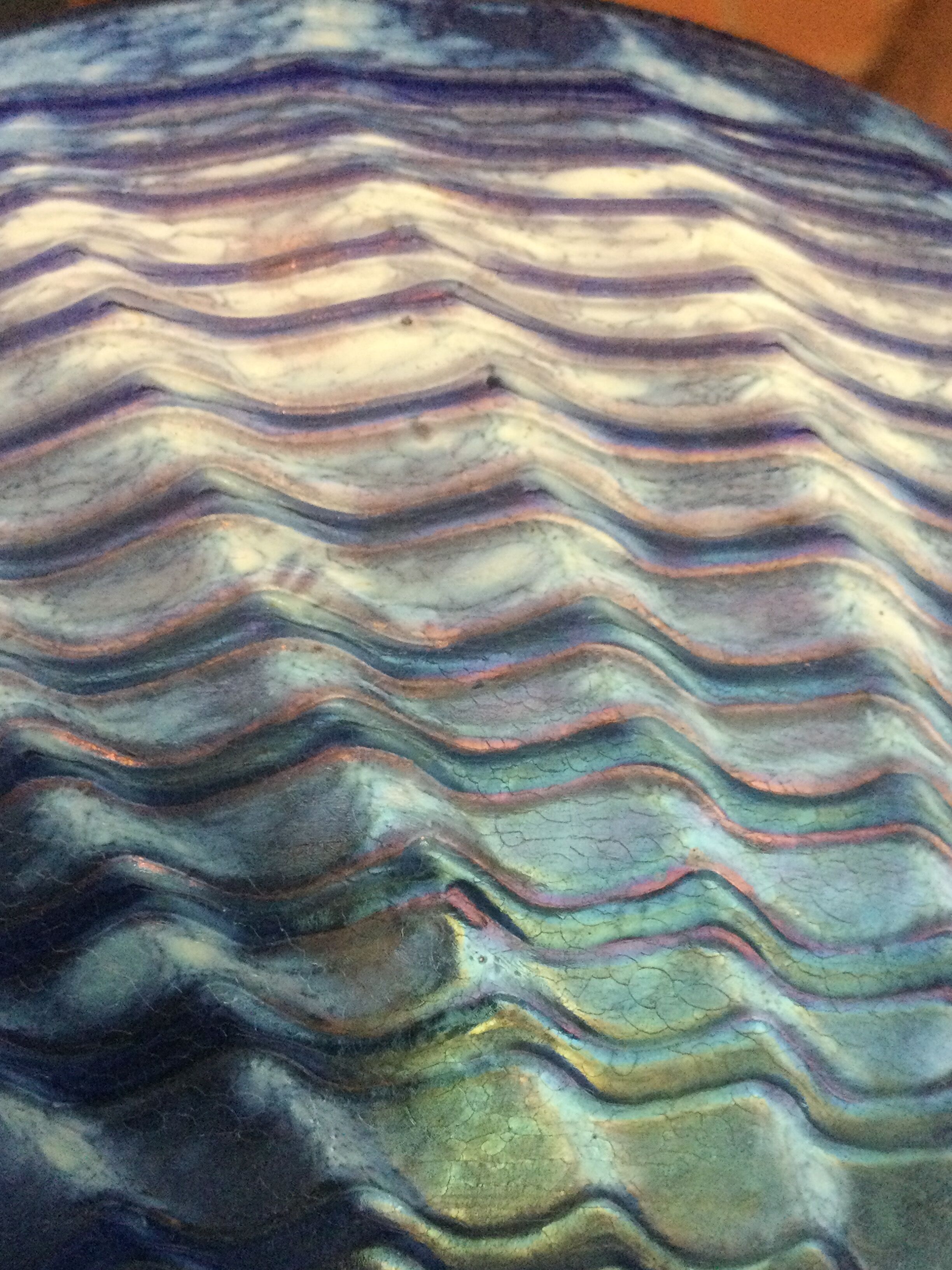 Glass cut several colors, dominant blue