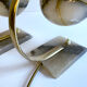 Pair of vintage art deco lamps, albatre marble brass, 30 years