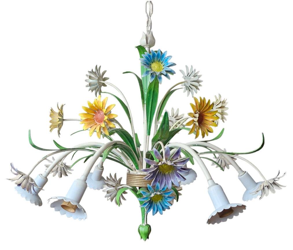 Flower chandelier in sheet metal Italy 1970s