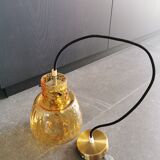 Suspension vintage 70 globe verre jaune