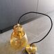 Vintage 70s yellow glass globe pendant light