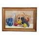 Aquarelle sur papier par Christiane Laurent nature morte XXe cadre doré