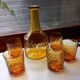 Carafe + 5 glasses, amber glass