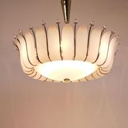 Grand chandelier Rupert Nikoll 27" mid-century brass with leaves, Austria, 1950.