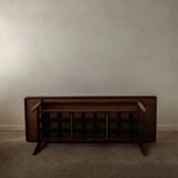 Vintage Rosewood Coffee Table Leather Magazine Shelf Topform Dutch MCM 1960