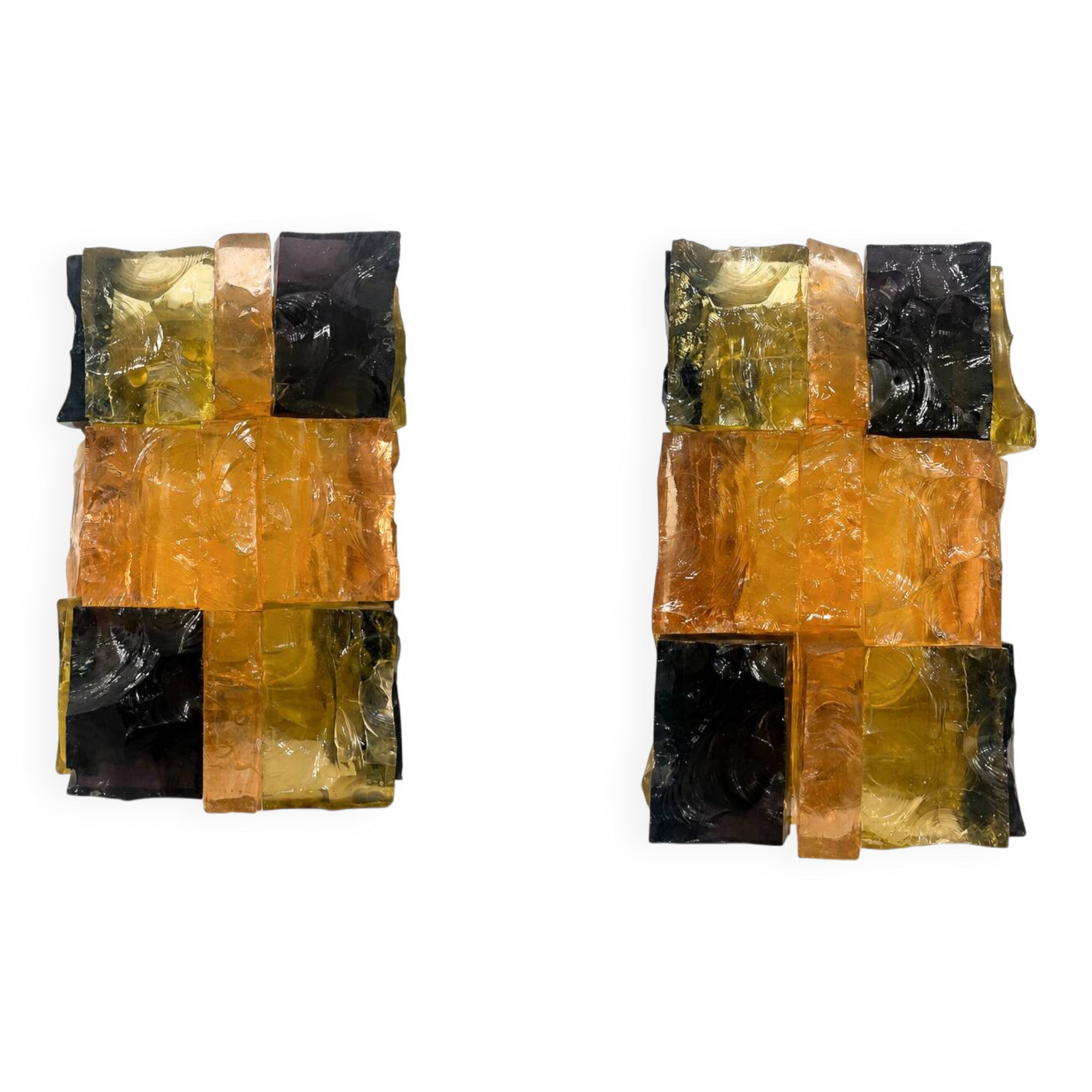 Pair of Patchwork Wall Lights, Jean Simon Labret, 1970s