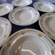 Set of 7 antique deep plates from Longwy, "Savigny" model, in good condition.