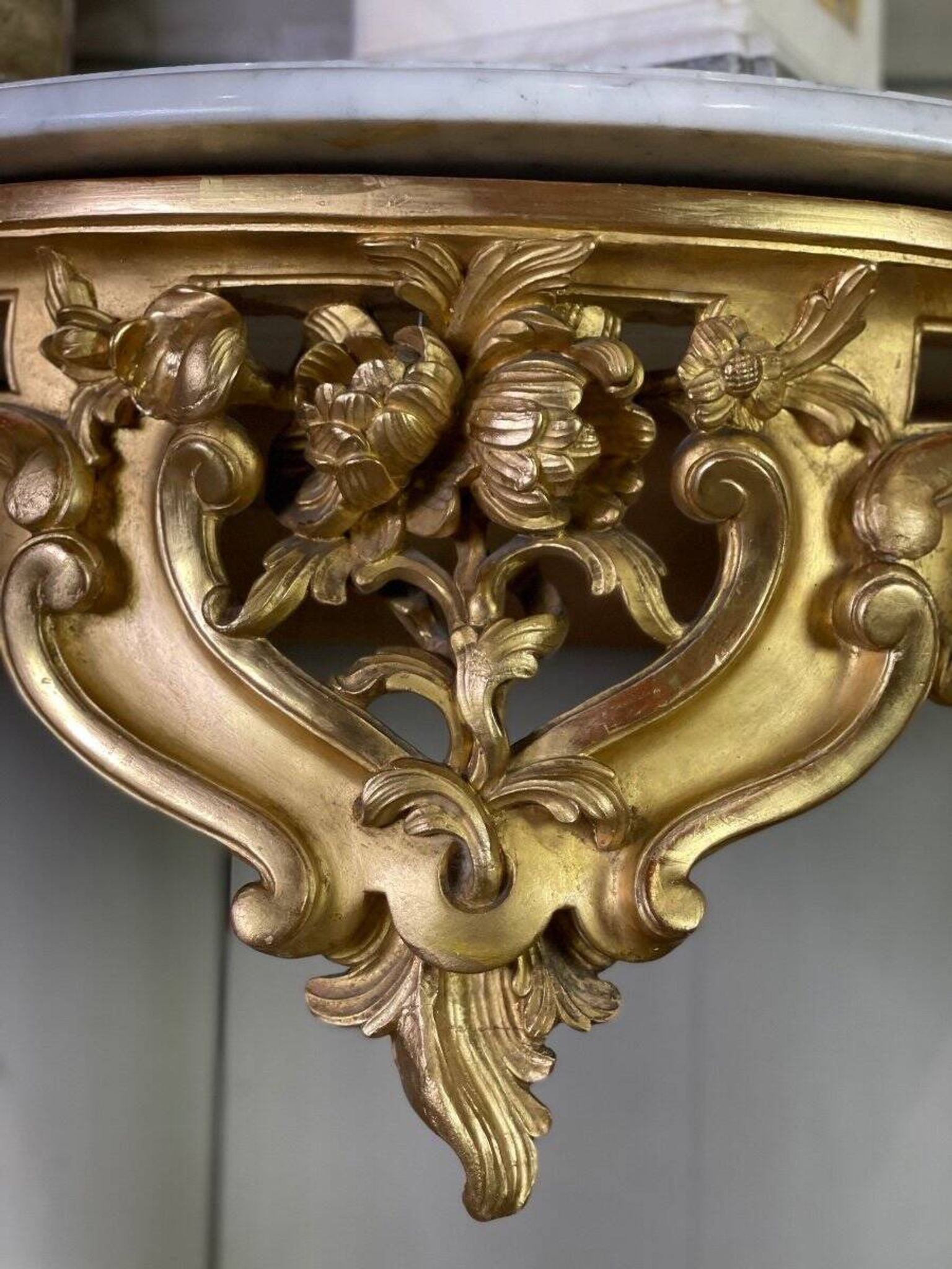 Louis XV style console table in gilded wood, 19th century