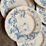 6 Gien ironstone dinner plates, "Rinceaux" service no. 2