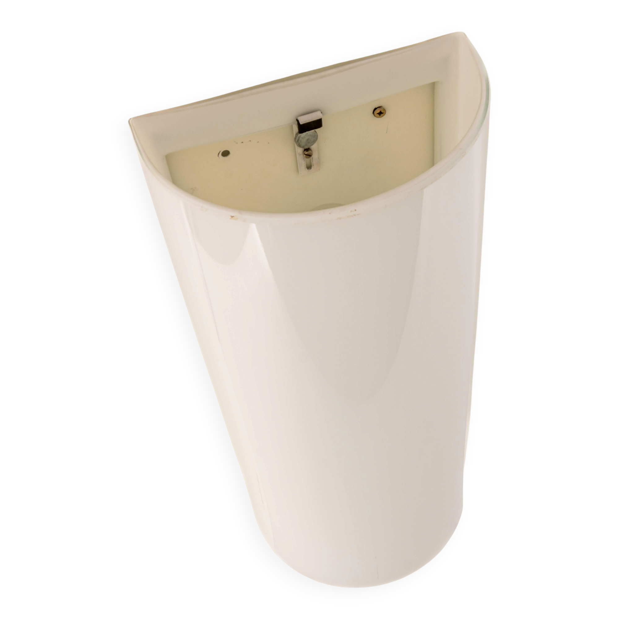 Pair of large opaline glass wall lights in brass designed by Limburg, Germany.