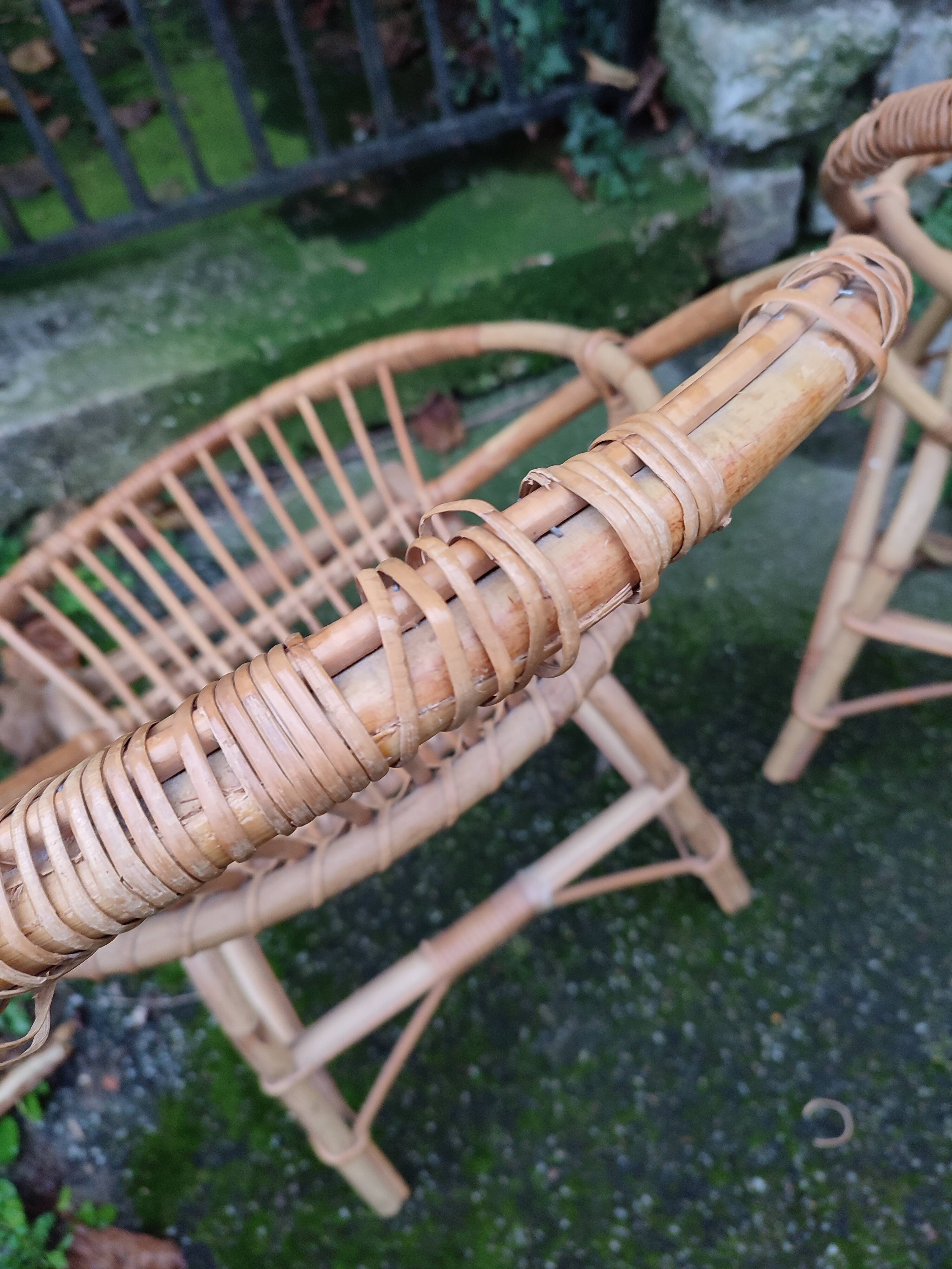 Suite of 4 vintage basket armchairs 1960