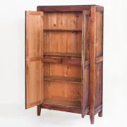 Vintage Parisian wardrobe with two doors. Pine wood. France, 1950s.