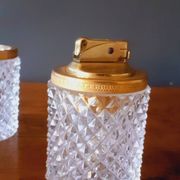 1950s Baccarat crystal and gold-plated metal smoker's kit