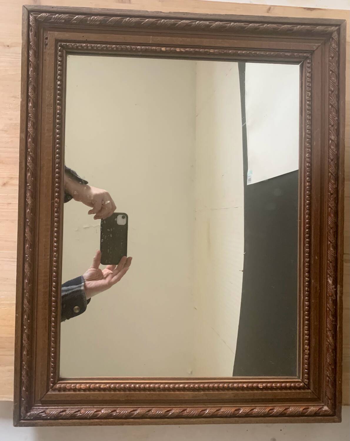 Old wooden frame mirror