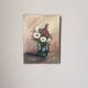 Old oil painting on canvas, old still life, bouquet of flowers