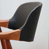 Vintage armchair in teak and black leather model Casina 60s
