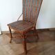 Vintage set of 2 garden woven rattan chairs - sky blue nets - 40