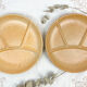 2 amber ceramic fondue plates made in france 1970