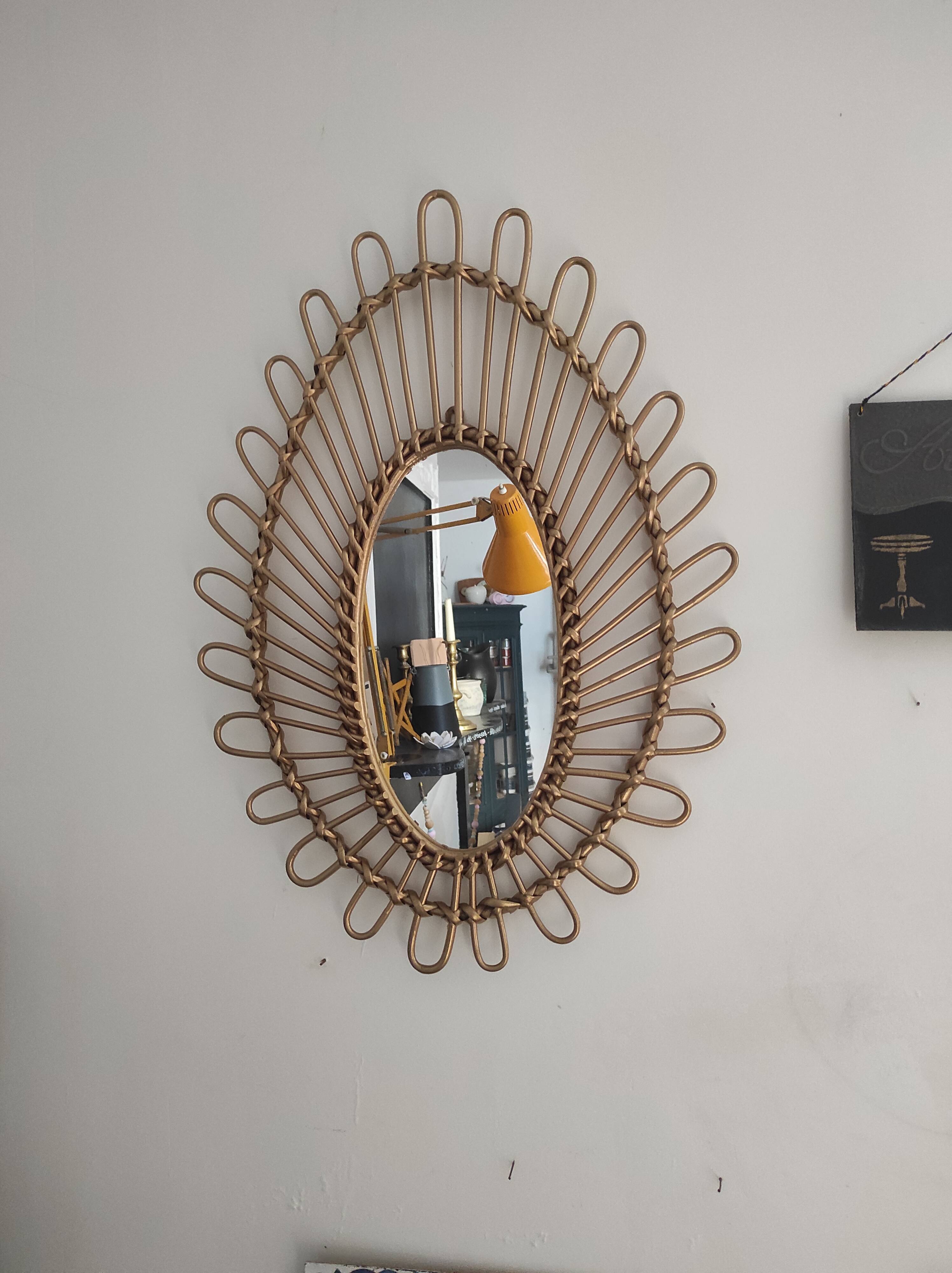 Rattan sun mirror