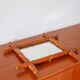 Bamboo effect wooden barber mirror 44 x 39 cm