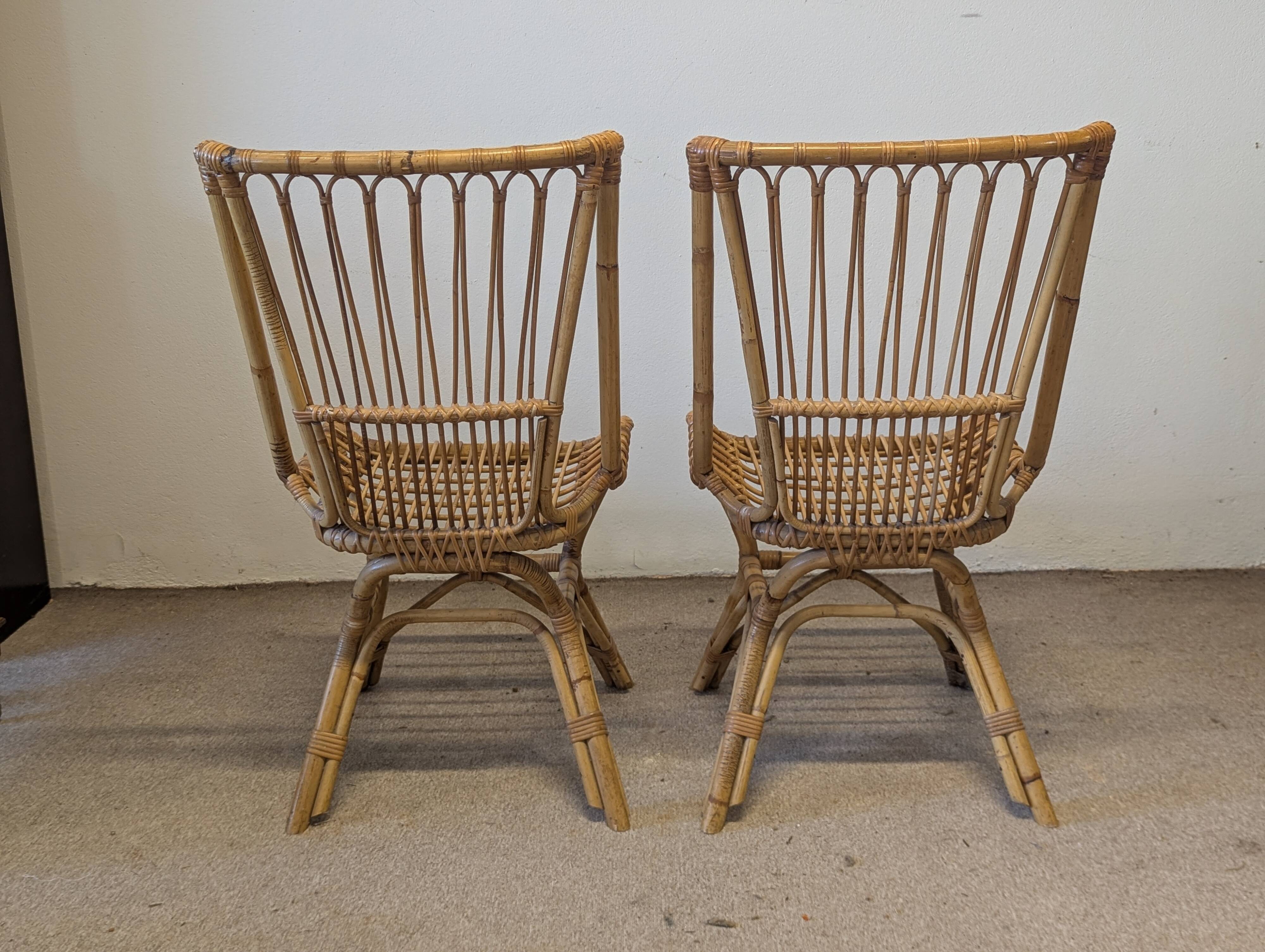 Pair of vintage rattan chairs – 1960s-1970s