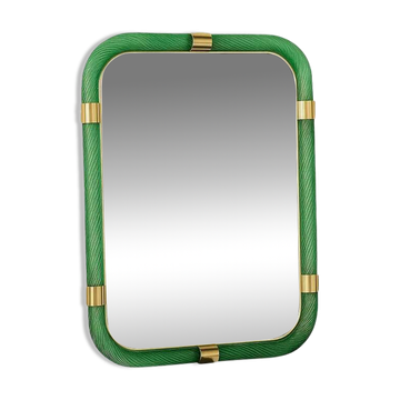 Rectangular "Torciglione" Wall Mirror Murano Glass