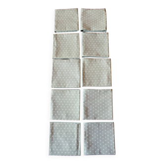 Un lot de 10 serviettes de table Gris Pois création