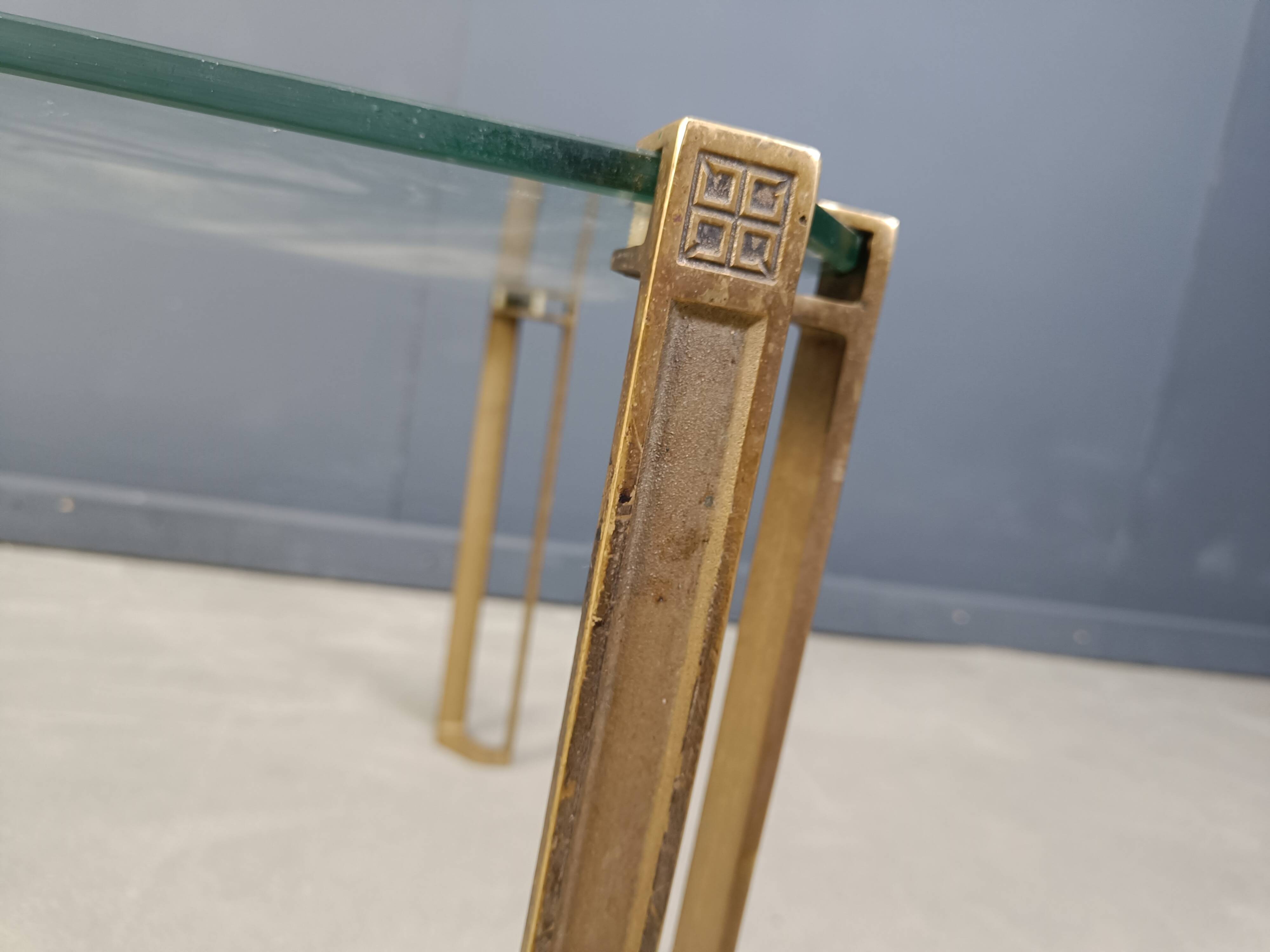 Peter Ghyczy T24 Pioneer Glass and Cast Brass rectangular Coffee