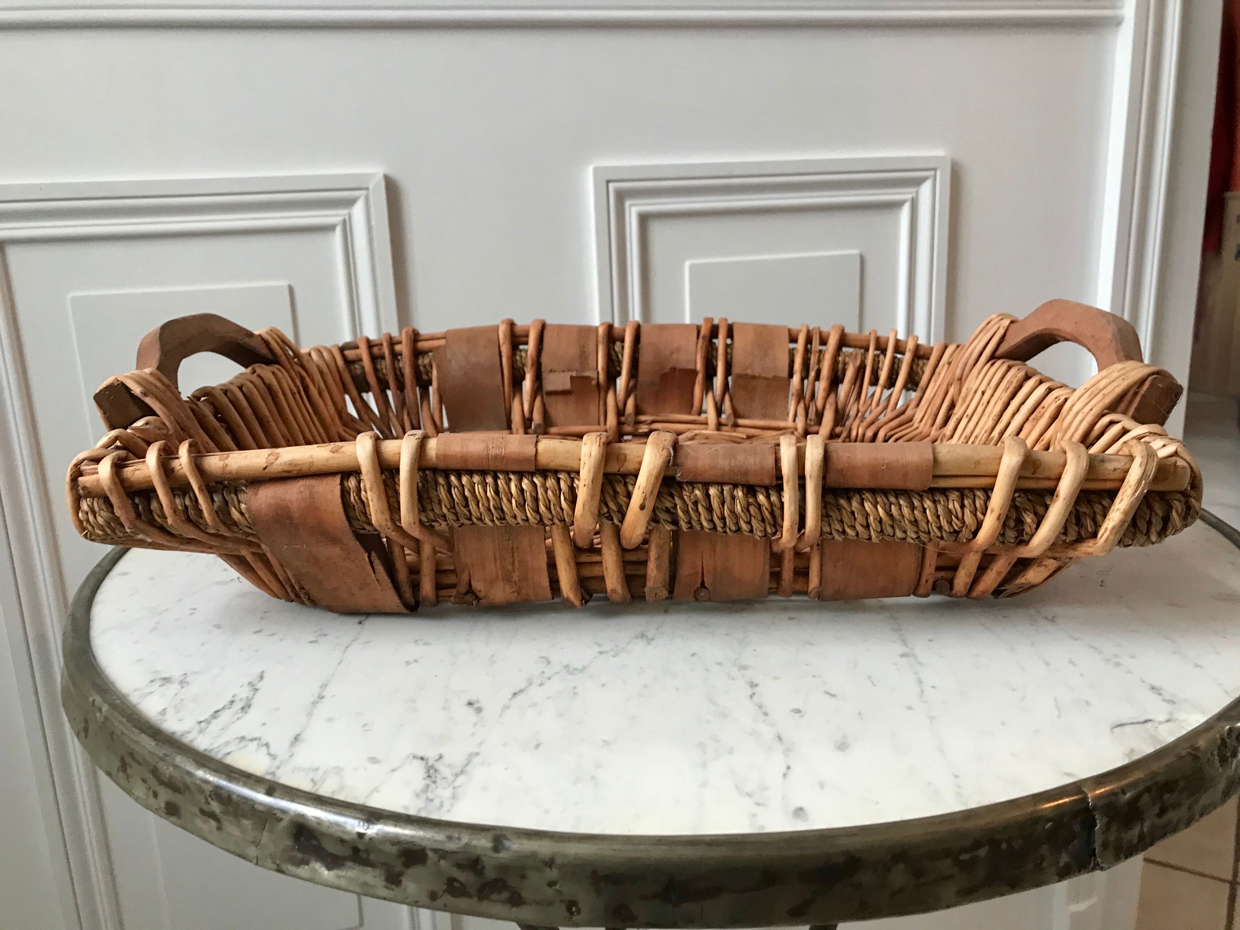 Wooden and bamboo tray 60s-70s