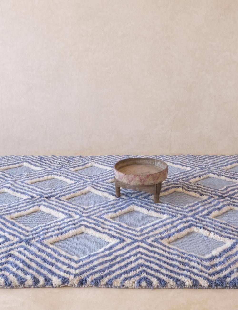 Tapis Bleu Beni Mrirt - 306 x 210 cm