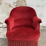 Red velvet toad armchair