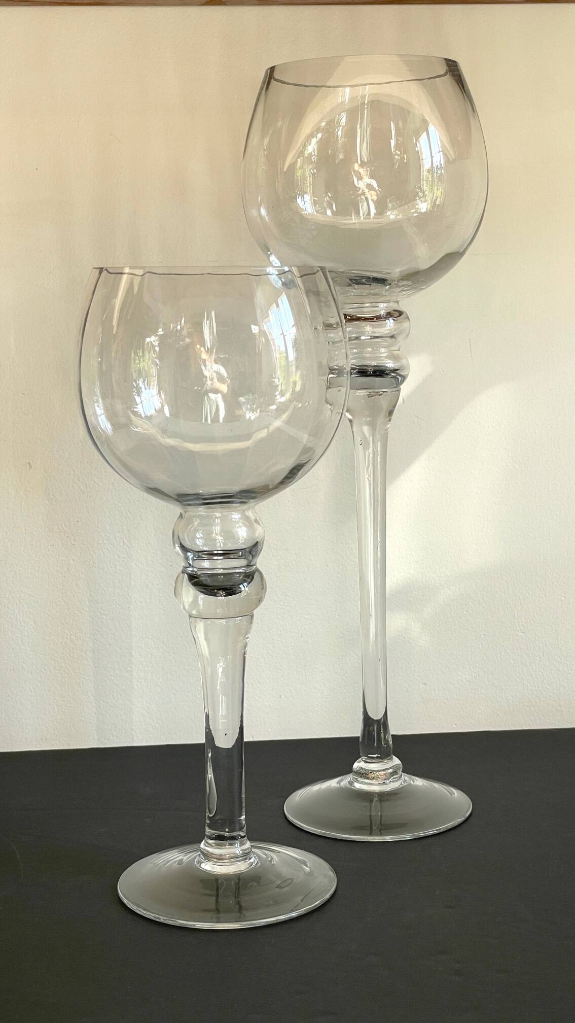 Duo of xl tealight holders in vintage crystal